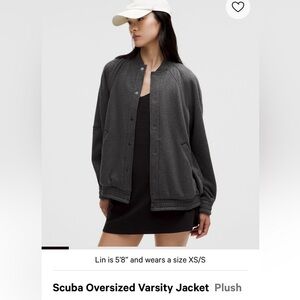 SOLD Lululemon Scuba Oversized Varsity Jacket Plush – Heathered Black (XS/S) NWT